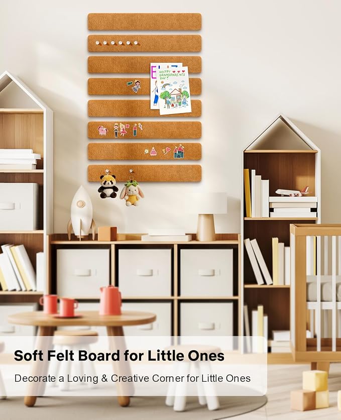 Small Cork Bulletin Board Tiles, Felt Wall Decor and Office Desk Accessories - Image 4