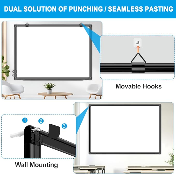 H-Qprobd 48"x30" Magnetic White Board Dry Erase Wall Mount Whiteboard - Office Home Classrooms White Board Hanging Writing Board with Black Aluminum Frame-DeskLoop Office
