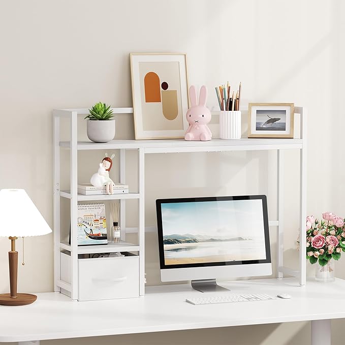 Marbrasse Desk Shelf with Drawer, Desk Shelf - Image 6