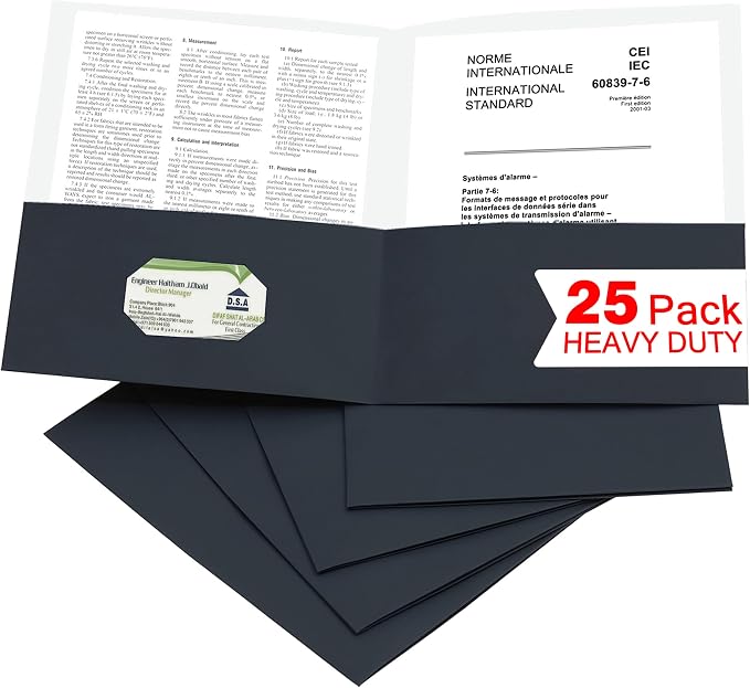 Zzrywuty 25 Packs Black 2 Pocket File Folders by Zzrywuty
