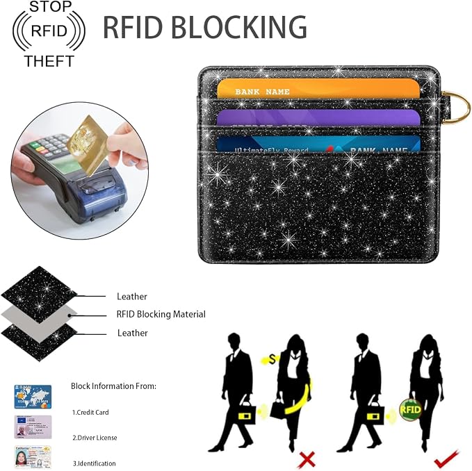 Slim Minimalist Front Pocket RFID Blocking Credit Card Holder Small Wallet Cute - Image 4