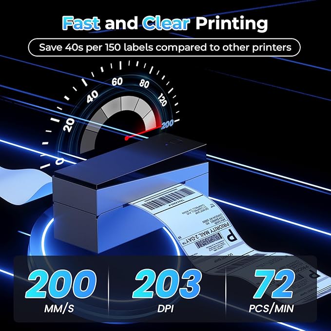 Bluetooth Shipping Label Printer 4x6, 249BT Thermal Label Printer 4x6 for Small Business, Shipping Packages, Office, Home, Compatible with Android iPhone iPad Windows macOS Chrome USPS Etsy-DeskLoop Office