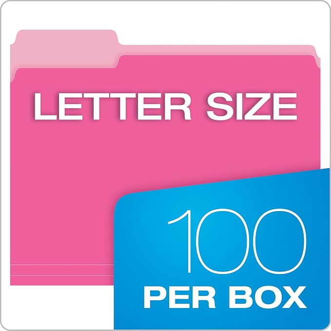 Pendaflex Pink File Folders, 100 Pack, Letter Size, Durable Pink Folders - Image 5