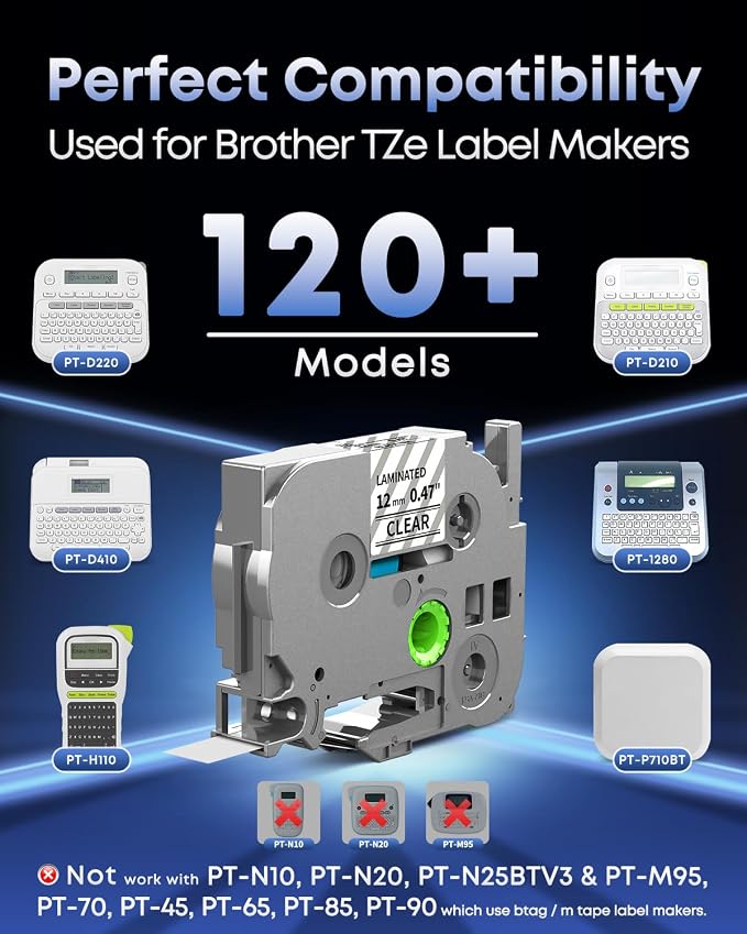 TZe TZ Tape 12mm 0.47 Laminated Clear Label Tape TZe-131 | Replace - Image 3