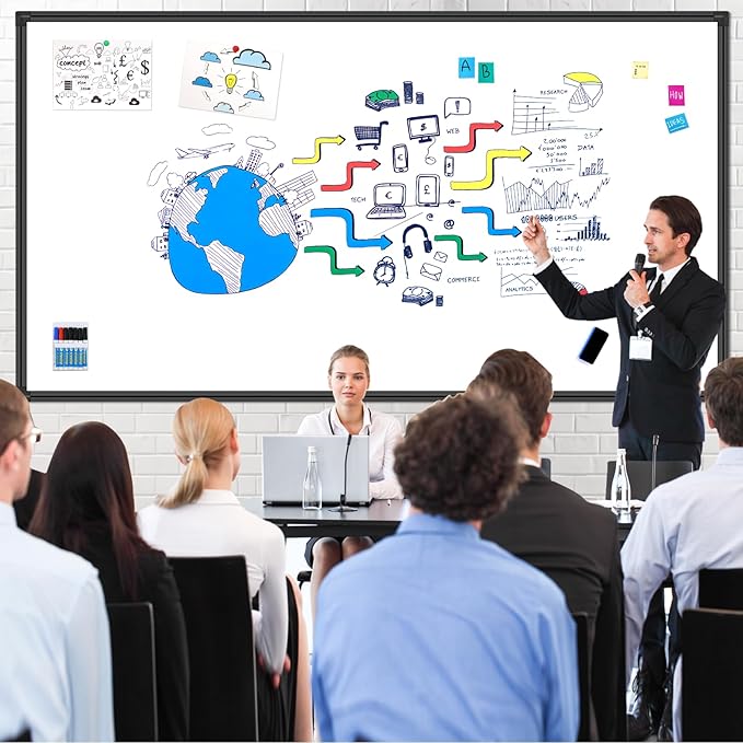 H-Qprobd 8'x4' Whiteboard Commercial-Grade Large Magnetic Dry Erase White Board for Wall - 96"x48" Presentation Boards for Business, Education & Government - Aluminum Frame Wall Mounted Whiteboard-DeskLoop Office