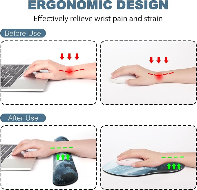 Ergonomic Mouse Pad with Wrist Rest and Keyboard Wrist Rest, Mousepad and Wrist - Image 2
