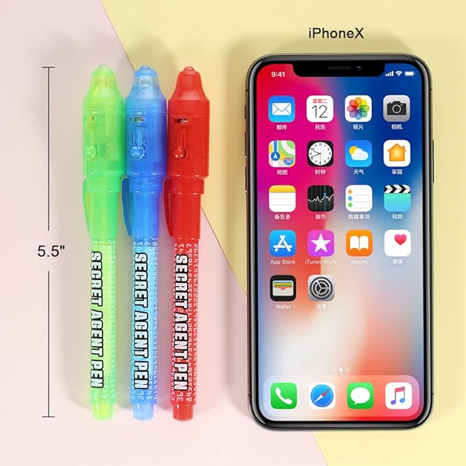 Invisible Ink Pen Stocking Stuffers: MALEDEN 6 Pcs Upgraded Spy Pen with UV Light Magic Marker for Secret Message, Kids Halloween Goodies Bags, Christmas Stockings, Party Favors Toy, Individual Packed-DeskLoop Office