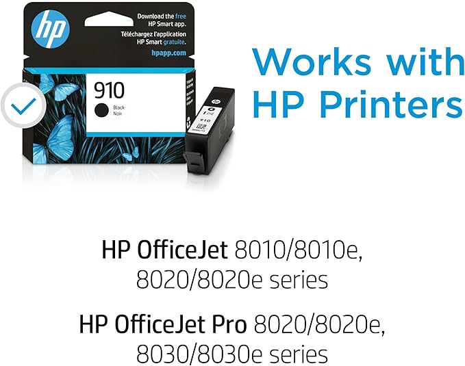 HP 910 Black Ink Cartridge | Works with HP OfficeJet 8010, 8020 Series, HP OfficeJet Pro 8020, 8030 Series | Eligible for Instant Ink | 3YL61AN-DeskLoop Office