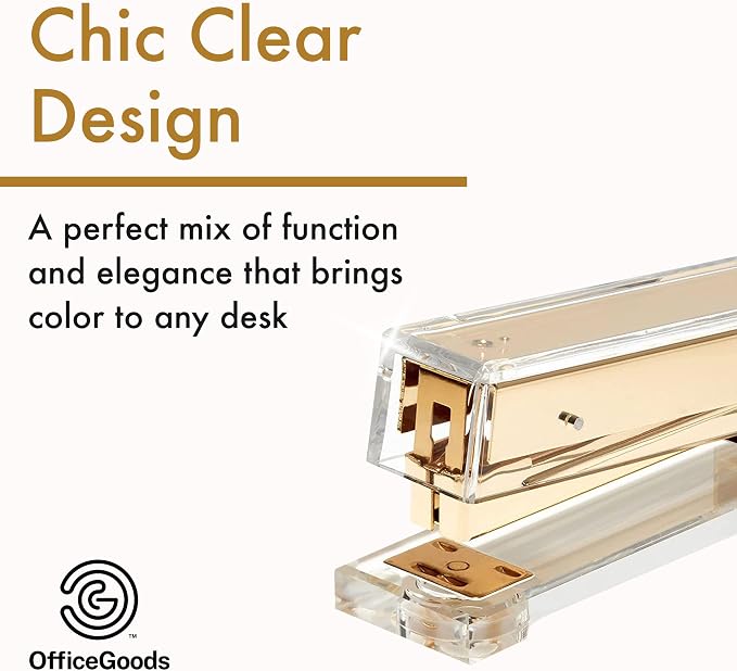 OfficeGoods Acrylic Stapler – Aesthetic & Durable Gold Desk Staple - Image 2