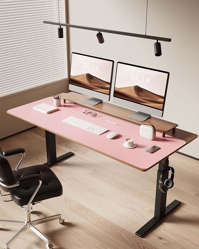 YSAGi Leather Desk Pad Protector, Office Desk Mat, Large Mouse Pad, Non-Slip PU Leather Desk Blotter, Laptop Desk Pad, Waterproof Desk Writing Pad for Office and Home (Light Pink, 47" x 17")-DeskLoop Office