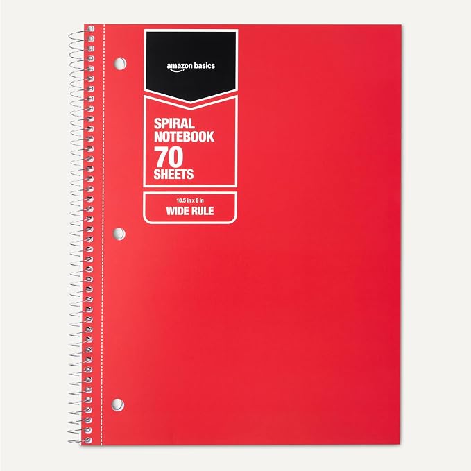 Amazon Basics Wide Ruled Spiral Notebooks, 70 Sheets, 7-1/2" x 10-1/2" - Image 5
