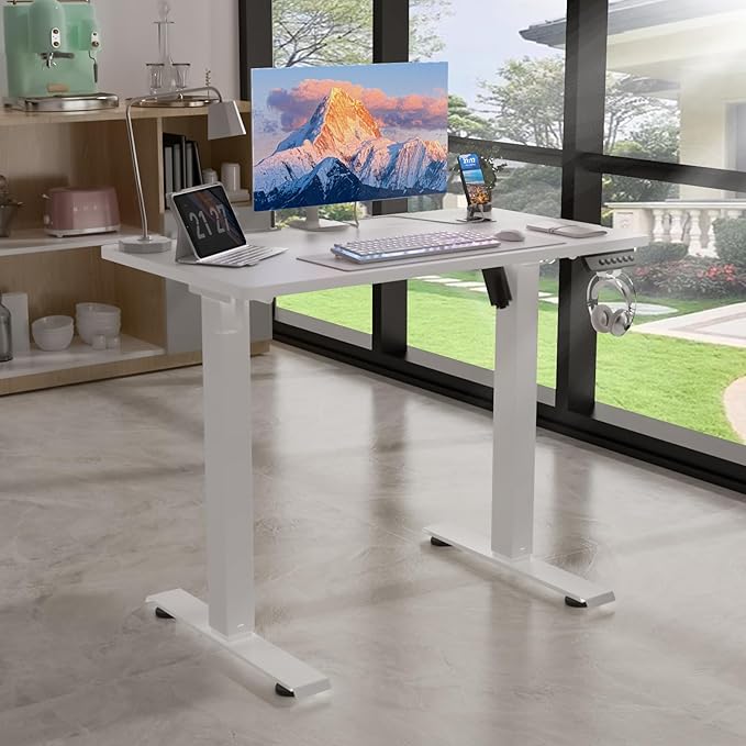 35 * 20 Electric Standing Desk, Adjustable Height Sit Stand Up Desk, Motorized Home Office Computer Gaming Workstation Desk-DeskLoop Office