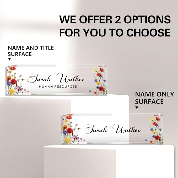 Name Plate for Desk, Desk Name Plate Personalized, Flowers Office Decor for - Image 2