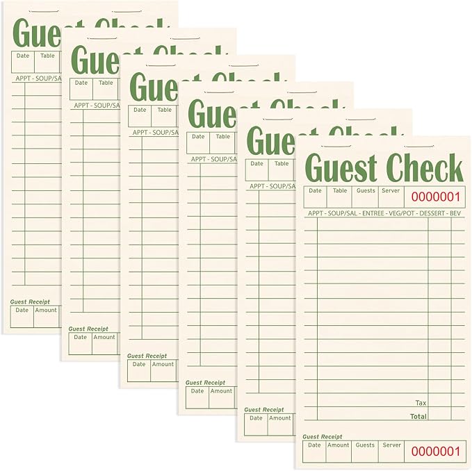 ZPARIK Guest Checks Books for Servers, Server Note Pads, 6 Pack, Natural Color by ZPARIK