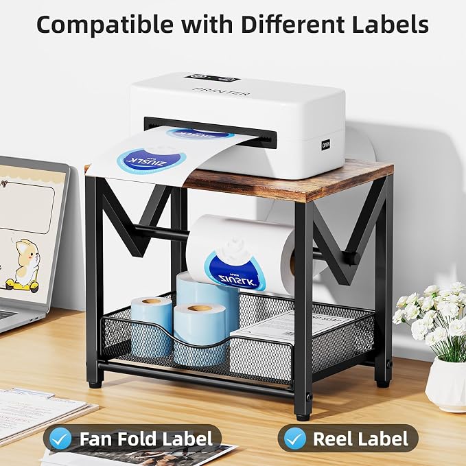 Marbrasse Label Holder for Rolls and Fanfold Labels, Wood Label Printer Holder - Image 4