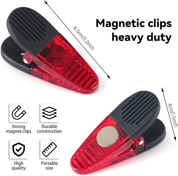 3-1/4" Length Plastic Refrigerator Magnet Clips Sets，Magnet Paper Clips - Image 3