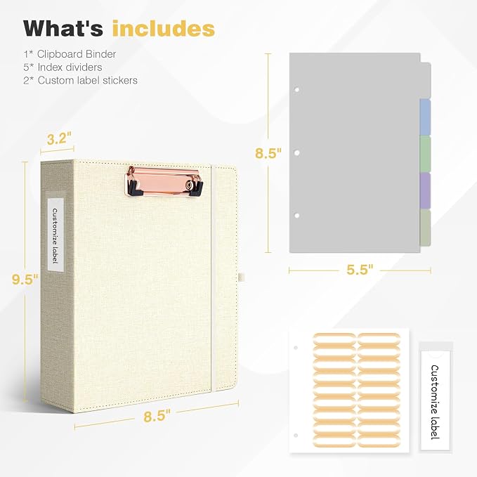 Ospelelf Mini 3 Ring Binder 5.5 x 8.5, 2 inch Round Ring Clipboard Binders - Image 3