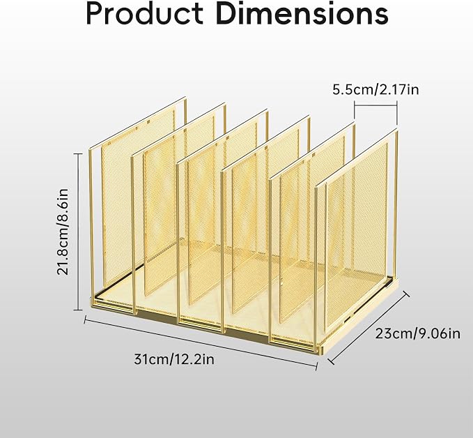 File Organizer for Desk, 5-Section Vertical File Sorter, Paper Holder Organizer - Image 3