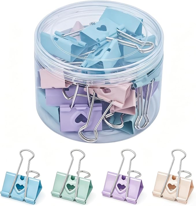 BAYTORY 24Pcs Pastel Binder Clips, 1.25 Inch Medium Binder Clips, by BAYTORY