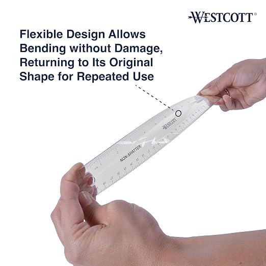 Westcott 12-Inch Flexible Shatterproof Rulers, Flexible Design - Image 4
