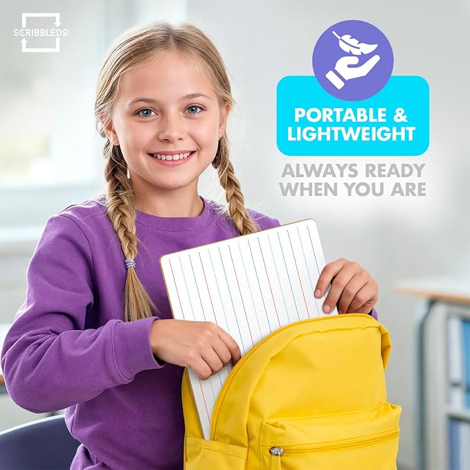 Scribbledo 10 Pack Double Sided Whiteboards Lined Dry Erase Board - Image 8