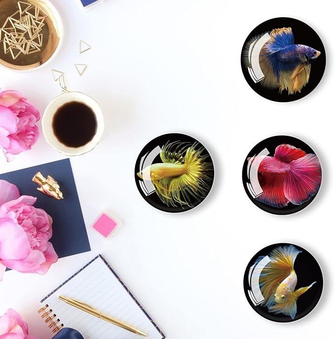 12Pcs Glass Strong Magnetic Refrigerator Magnet Fridge Sticker,Fish Fridge Magnets Decoration for Crafts,Strong Fridge Magnets for Kitchen, School,Office Whiteboard, Cabinet and Dishwasher-DeskLoop Office