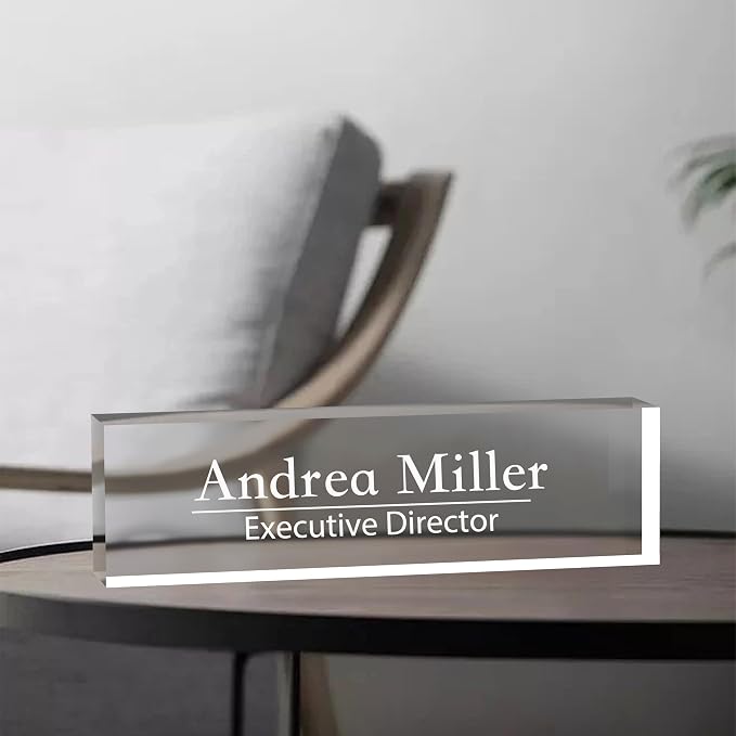 Name Plate for Desk, Office Table Plate Personalized, 8 inch x 2.5 inch Acrylic - Image 3