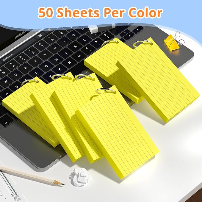 Index Cards 3x5 Inches, Punched Lined Study Card Ruled Flashcards Notecards - Image 4