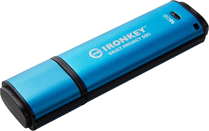 Kingston Ironkey Vault Privacy 50 USB-C 16GB Flash Drive | FIPS 197 Certified | XTS-AES 256-bit | BadUSB and Brute Force Protection | Mult-Password Option | IKVP50C/16GB-DeskLoop Office