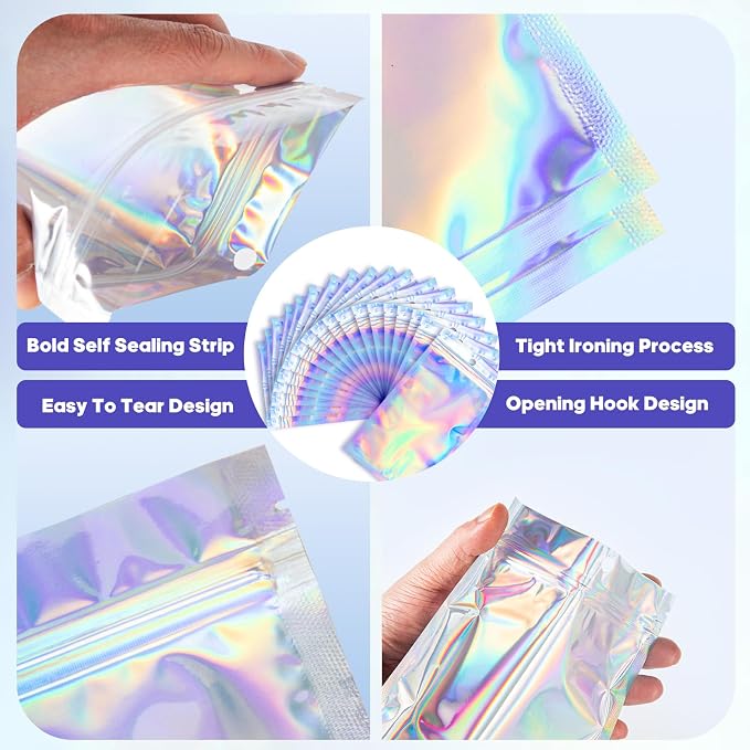 100pcs Holographic Bags, 5.5x7.8 inch Resealable Zipper bags - Image 4