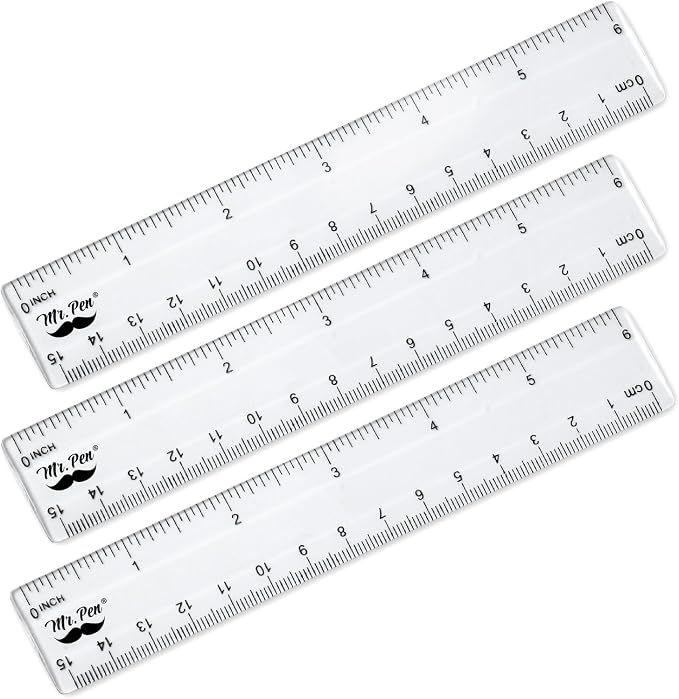 Mr. Pen- Plastic Rulers, 6 Inch, 3 Pack, Easy-to-Read Markings | by MrPen