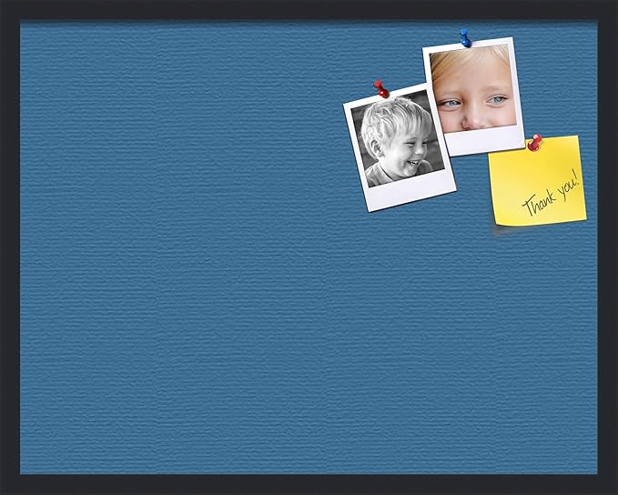 PinPix 28x22 Inch Cork Bulletin Board. This Decorative Framed Pin Board Comes with Navy Pastel Design and a Satin Black Frame. Ideal for Home Office Decor or Message Board (PinPix-1811)-DeskLoop Office