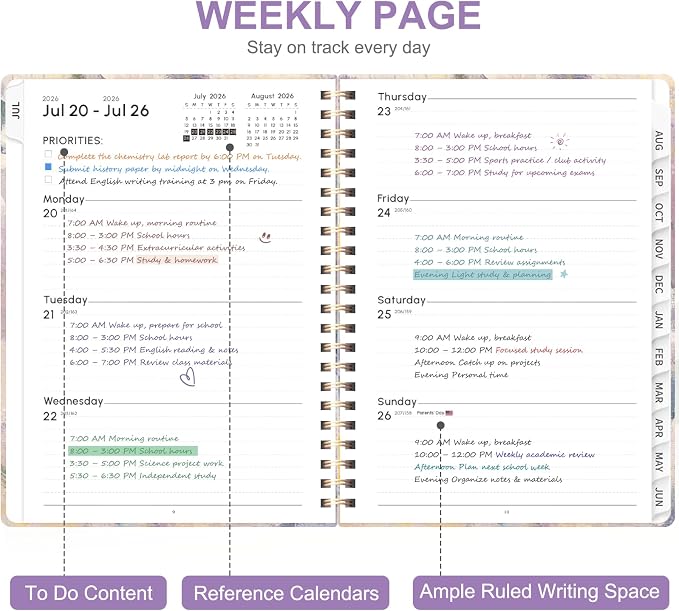Planner 2026-2027, Weekly and Monthly Academic Year Calendar Planner, July 2026 - Image 2