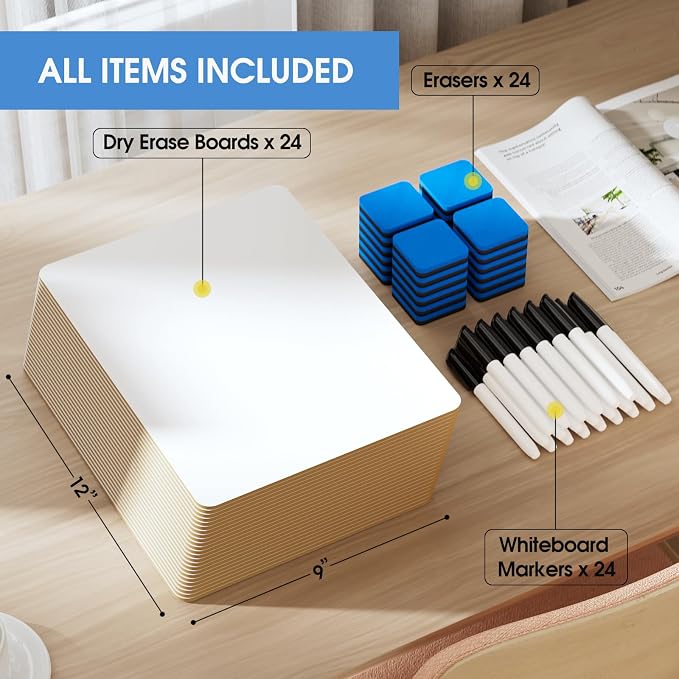 MaxGear Double Sided Dry Erase Board, 24 Pack | Reusable Double Sided Surface - Image 7