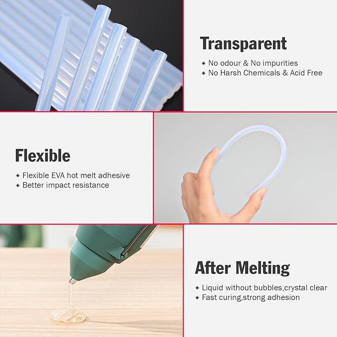 200 PCS Mini Hot Glue Sticks, 8" Long x 0.27" Diameter Glue Sticks for Glue Gun, Perfect Fit for Mini Glue Guns, Widely Used in Wood, Metal, Glass, Plastic, Floral, Fabric, and More-DeskLoop Office