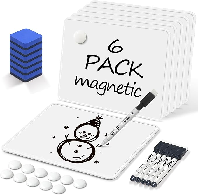 Dry Erase Boards, 6 Pack 9 x 12 Inch Magnetic Double Sided Portable Personal by Unknown