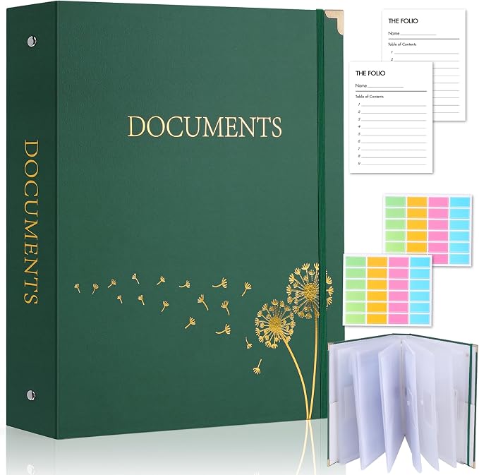 XKDOUS Important Document Organizer Folder Folio 3-Ring Accordion Storage File by XKDOUS