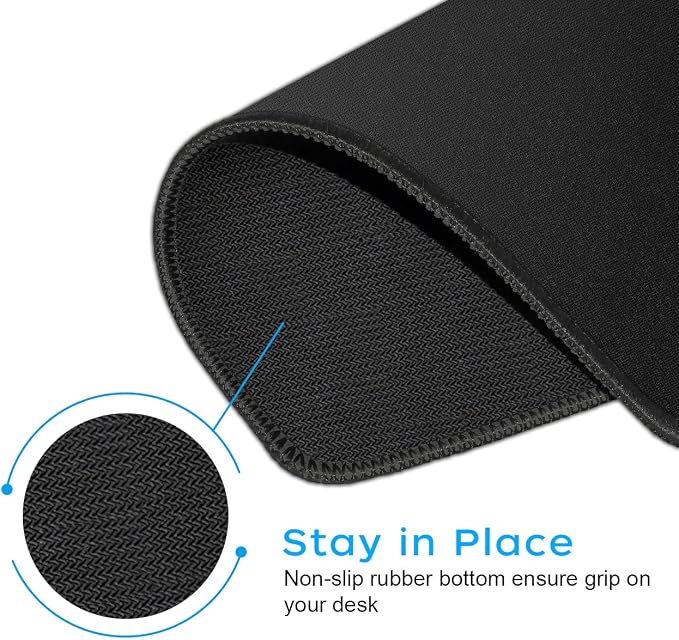 3 Pack Standard Mouse Pad with Stitched Edges, 10.3 x 8.3 in Black | Anti-Fray - Image 3
