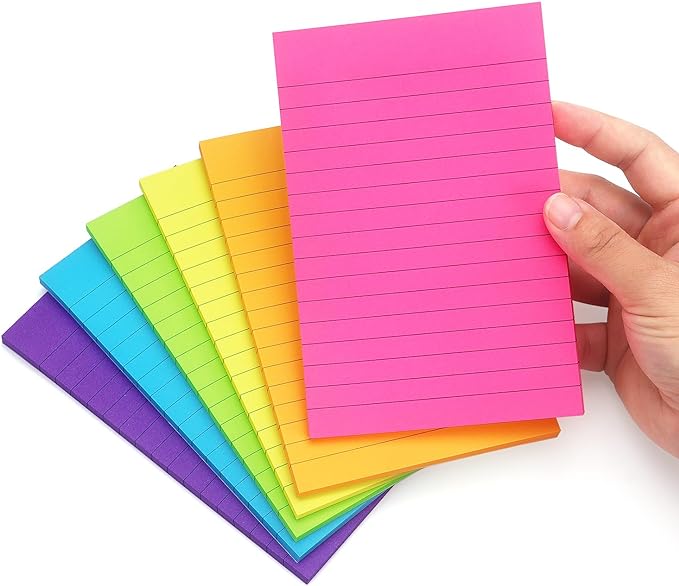 Early Buy Lined Sticky Notes with Lines 4x6 Self-Stick Notes 6 Bright Color 6 Pads, 45 Sheets/Pad-DeskLoop Office