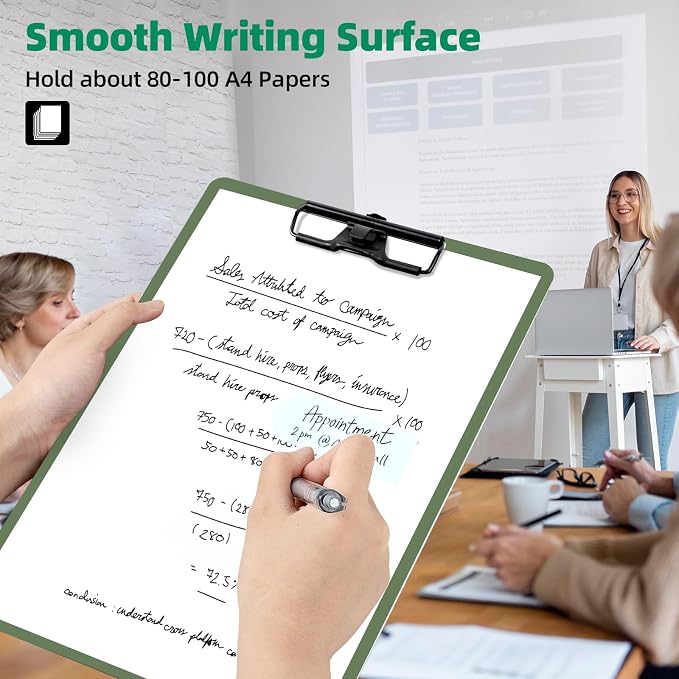 FRETONBA Clipboard with Pen Holder, Plastic Clipboard with Low Profile Metal - Image 4
