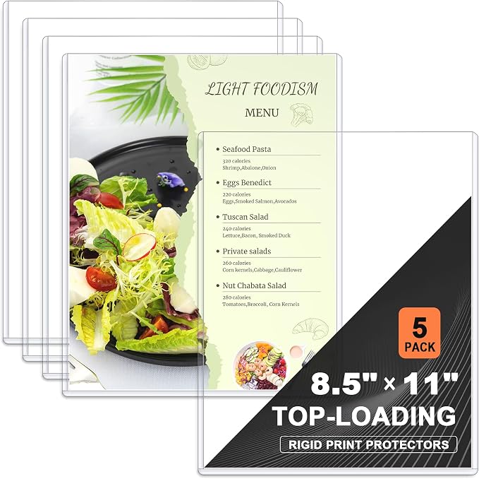 Ndsox 5 Pack 8.5" x 11" Rigid Print Protectors Clear Hard Plastic Sheet by NDSOX