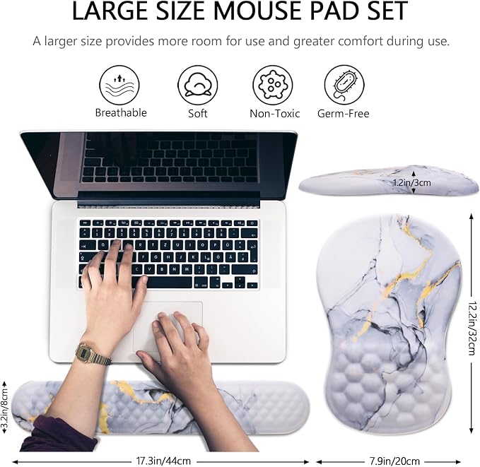 Mouse Pad Wrist Support, Laokiiy 2 in1 Keyboard Wrist Rest+ Ergonomic Mouse Pad - Image 5