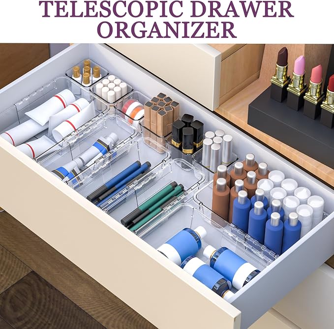 25 Pcs Clear Drawer Organizer, Adjustable Drawer Storage Box, 3-Size Desk - Image 5
