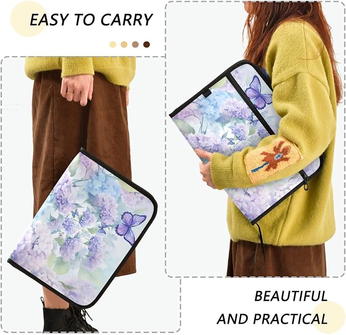 Expanding File Folder Purple Hydrangea Flower Butterfly Accordion File - Image 2