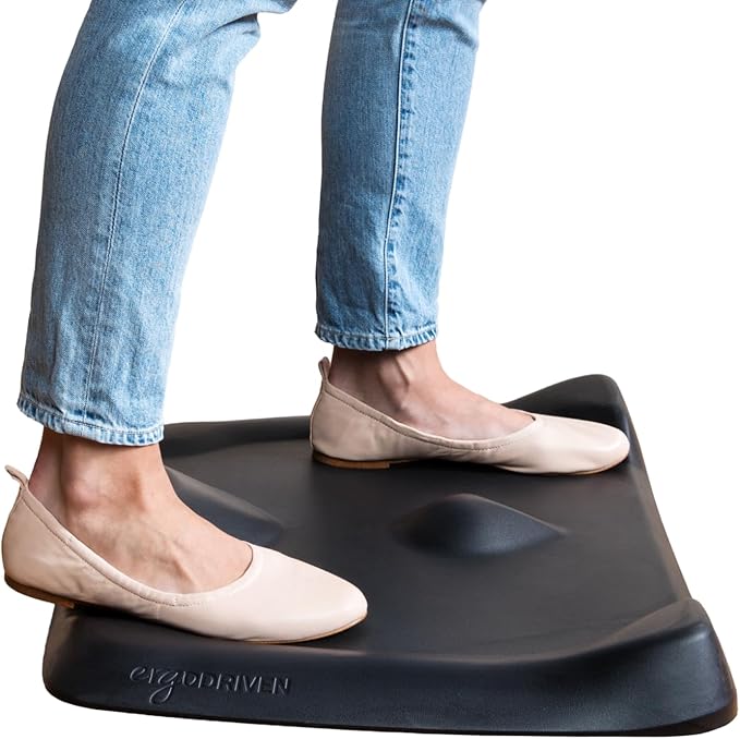Topo Mini Comfort Mat by Ergodriven | The Smaller Not-Flat Anti-Fatigue Standing Desk Mat with Calculated Terrain | Accessories | Obsidian Black-DeskLoop Office