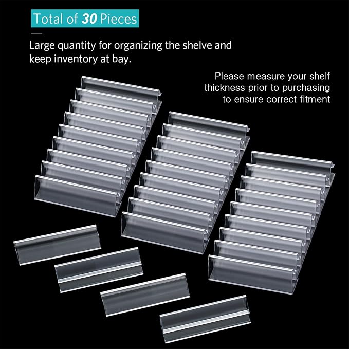 Outus Plastic Label Holder Wire Shelf Label Holder 3 x 0.875 Inches Pockets - Image 4