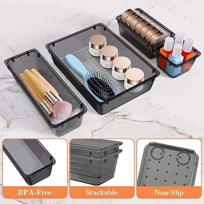 SpaceHacks 25 PCS Plastic Drawer Organizer Set, 4-Size Versatile Organizer Tool - Image 3