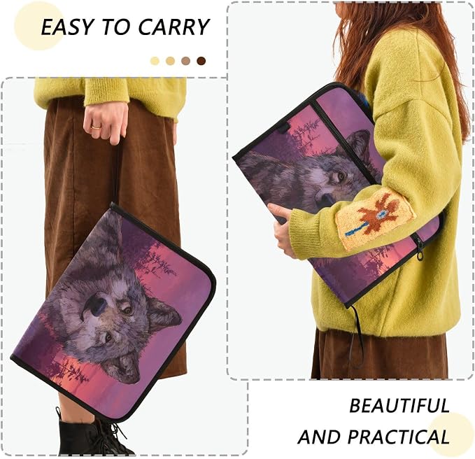 Wolf Purple Accordion File Organizer Expanding Document Folder - Image 4