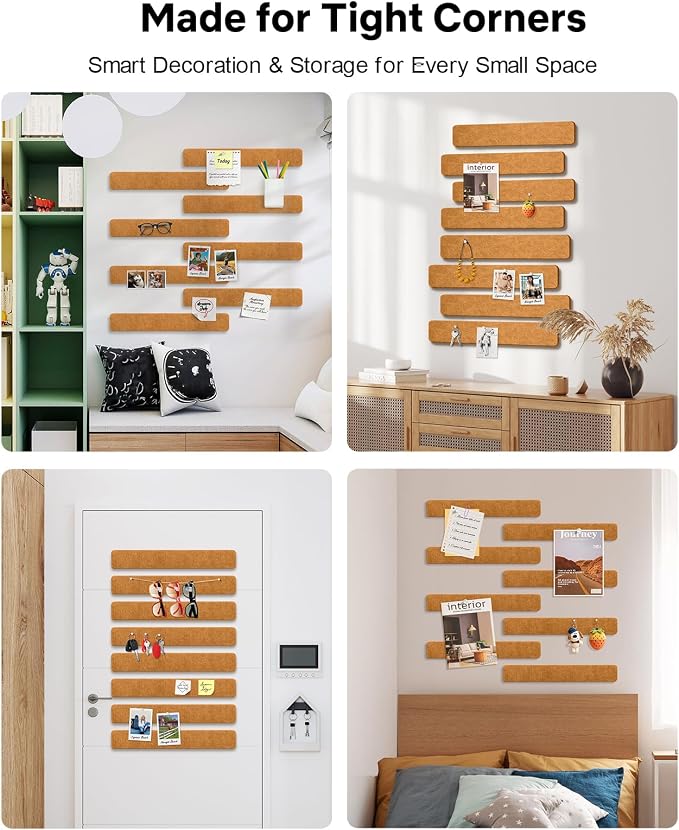 Small Cork Bulletin Board Tiles, Felt Wall Decor and Office Desk Accessories - Image 7