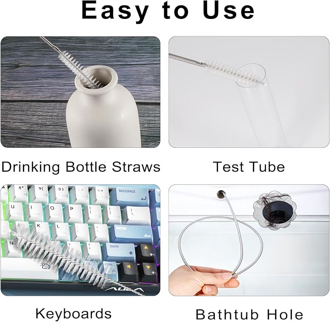 CiaraQ 11-Piece White Tube & Pipe Cleaning Brush Set | – 10 Rigid Brushes - Image 7